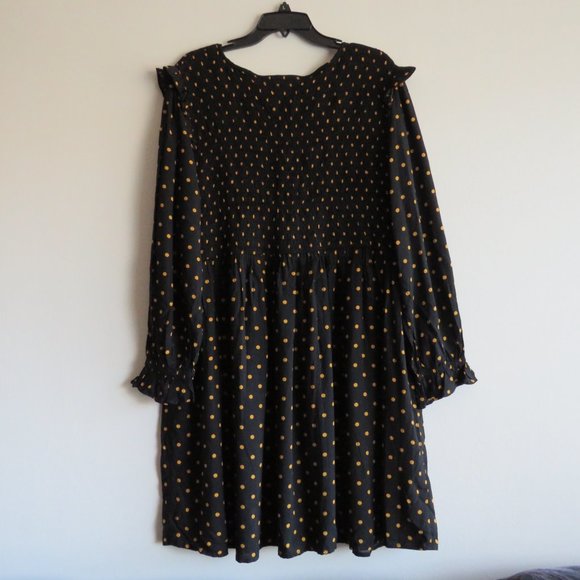 BeachLunchLounge Women’s Dress Polka Dot Shirred Long Sleeves Dress XL - Picture 9 of 12
